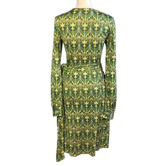 Banana Republic Wrap Dress Size Medium Silk Green Long Sleeve Vintage Y2k Artsy - Picture 2 of 9